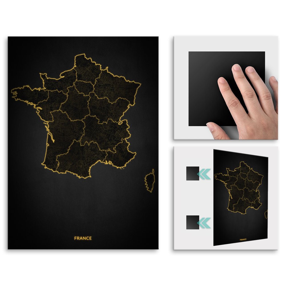 Plakat metalowy Mapa City Lights Francja M