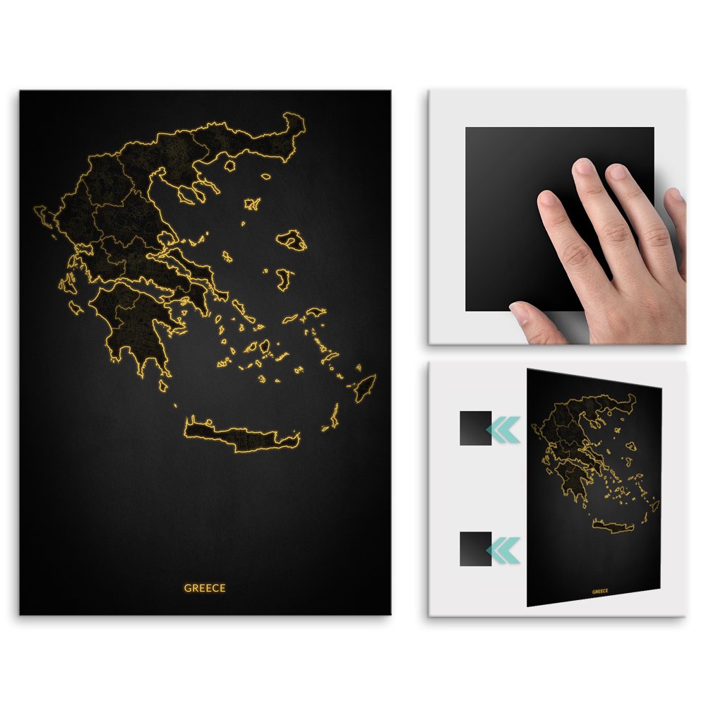 Plakat metalowy Mapa City Lights Grecja M