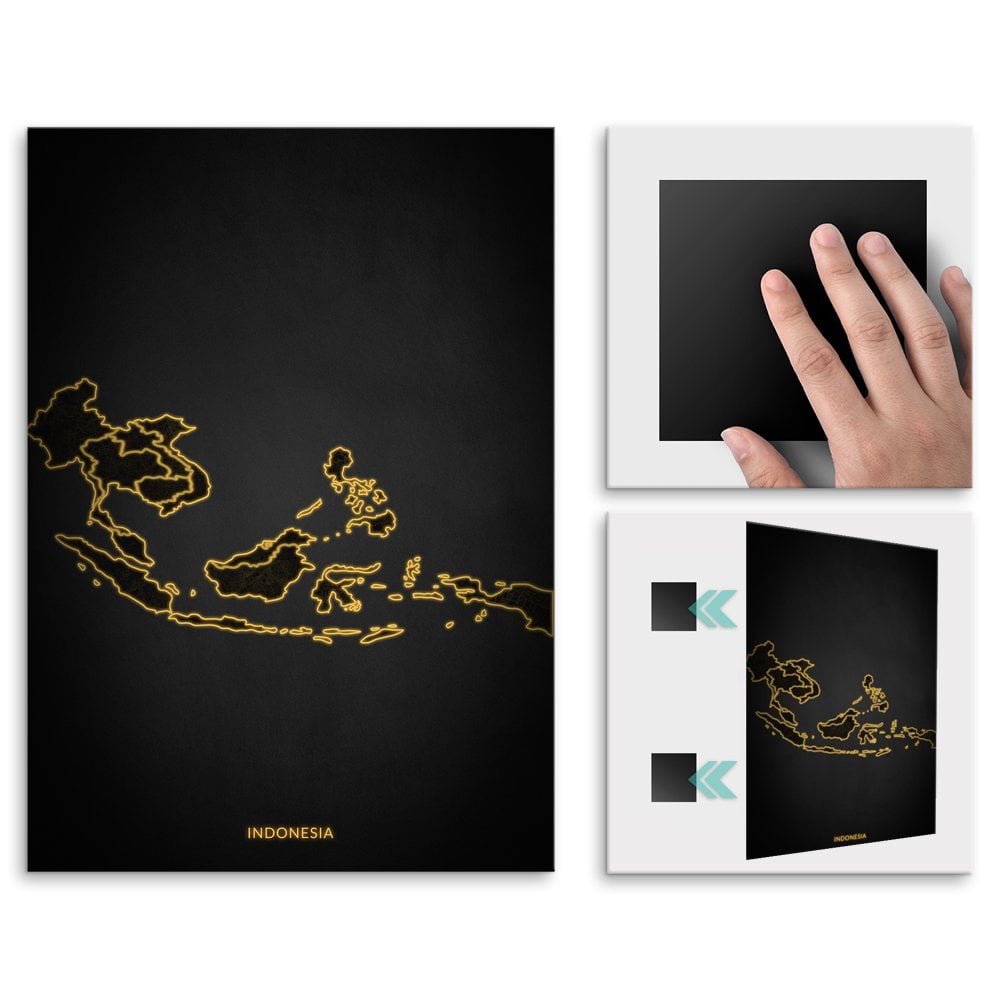 Plakat metalowy Mapa City Lights Indonezja L