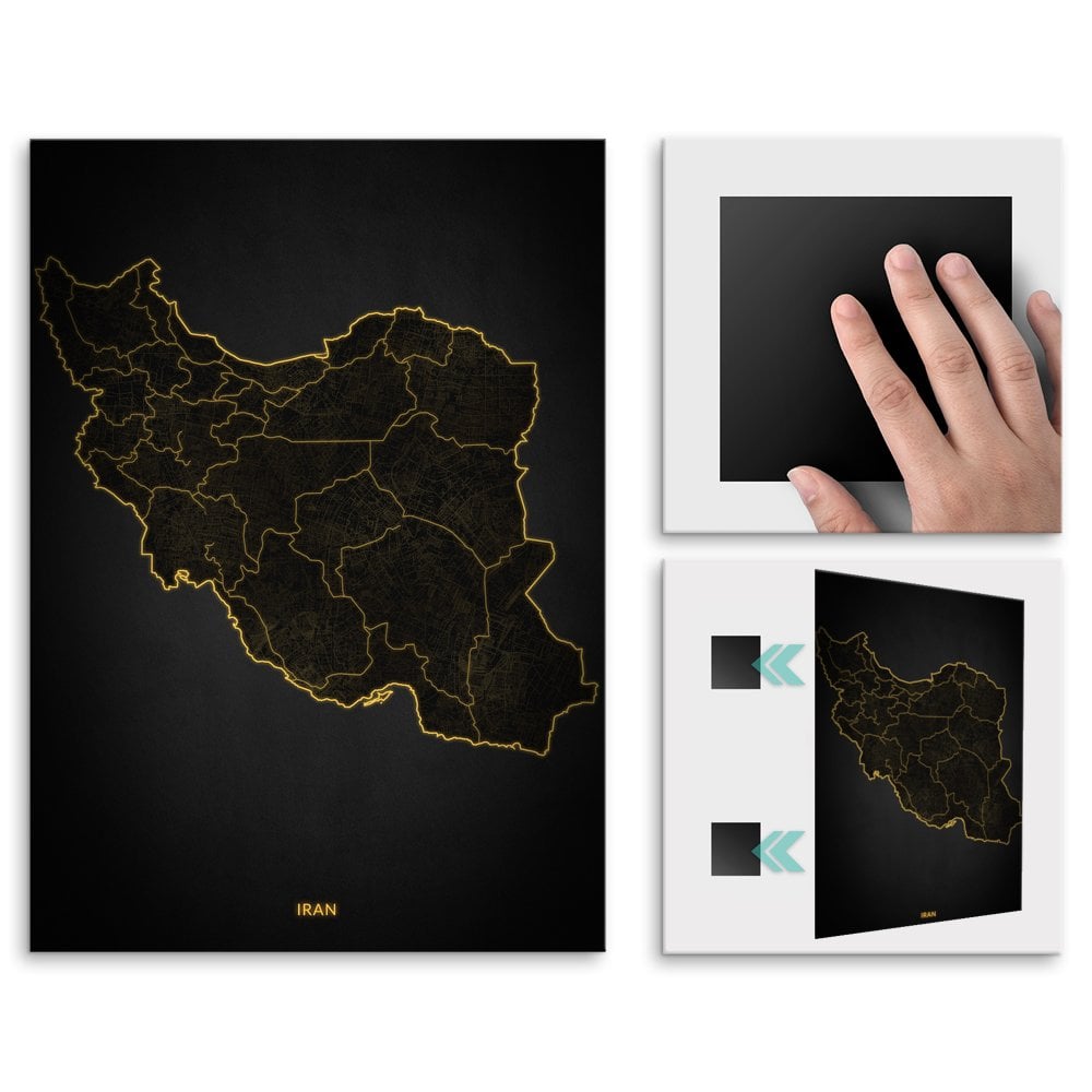 Plakat metalowy Mapa City Lights Iran L