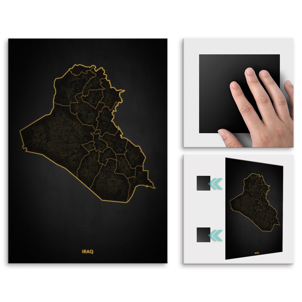 Plakat metalowy Mapa City Lights Irak L