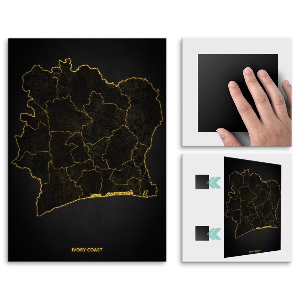 Plakat metalowy Mapa City Lights Wybrzee Koci Soniowej L