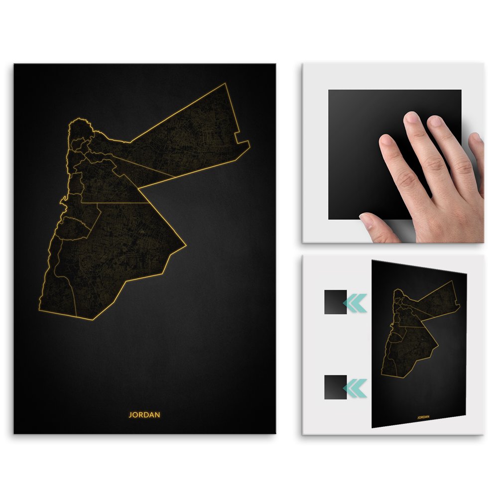 Plakat metalowy Mapa City Lights Jordania L