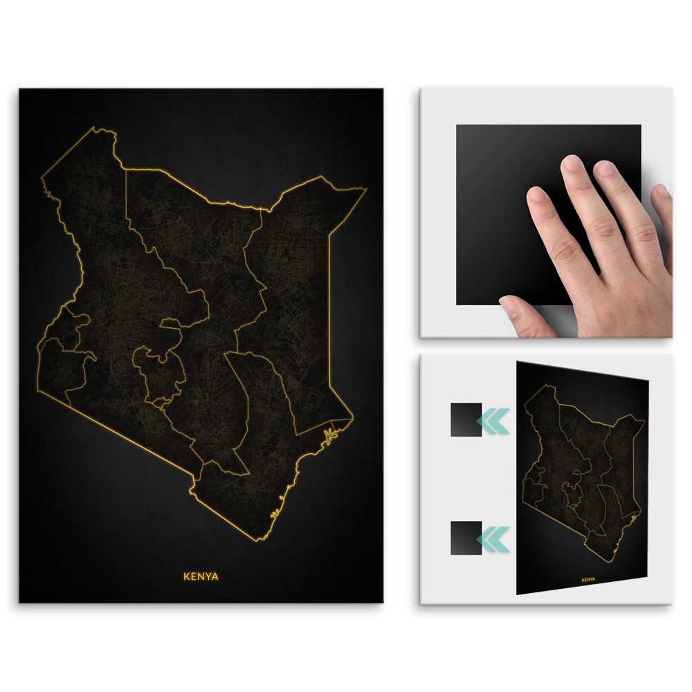 Plakat metalowy Mapa City Lights Kenia M