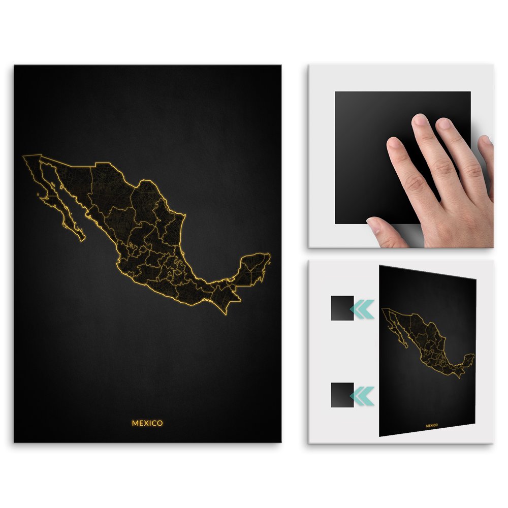 Plakat metalowy Mapa City Lights Meksyk L