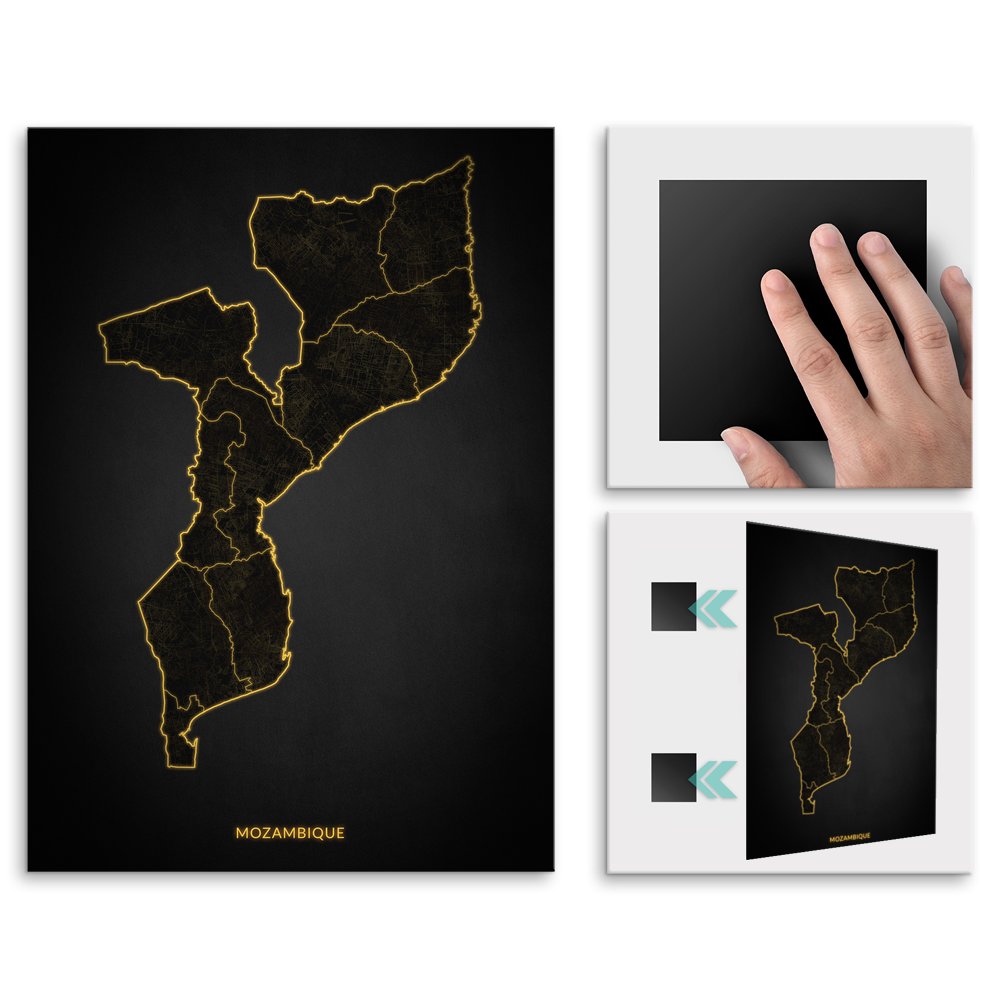 Plakat metalowy Mapa City Lights Mozambik M