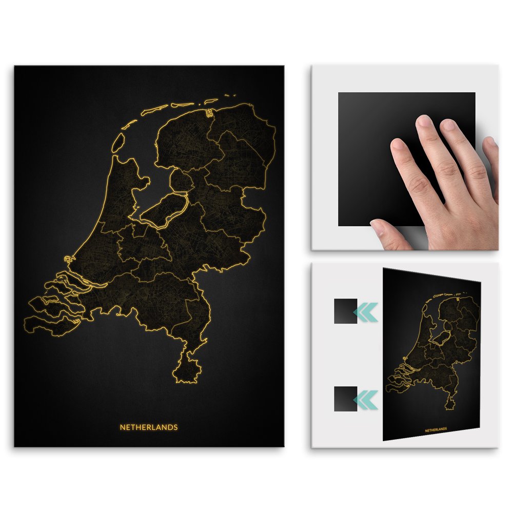 Plakat metalowy Mapa City Lights Holandia L