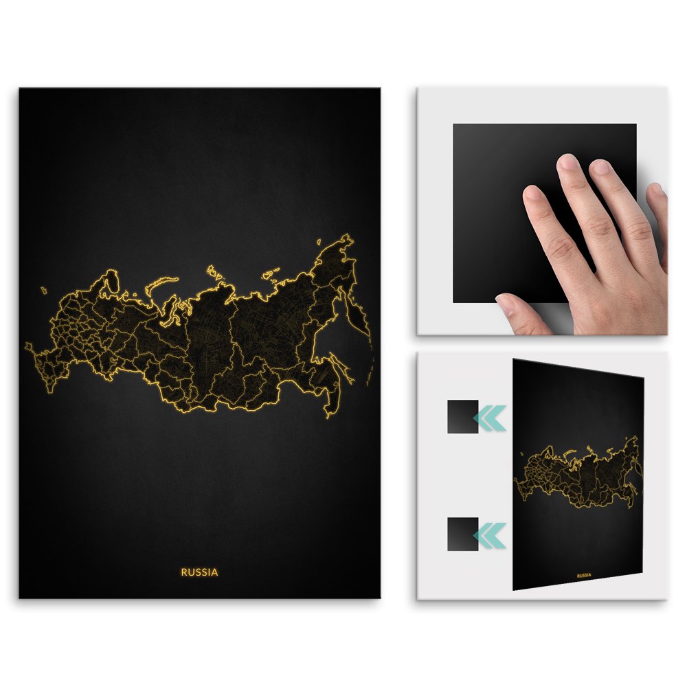 Plakat metalowy Mapa City Lights Rosja L