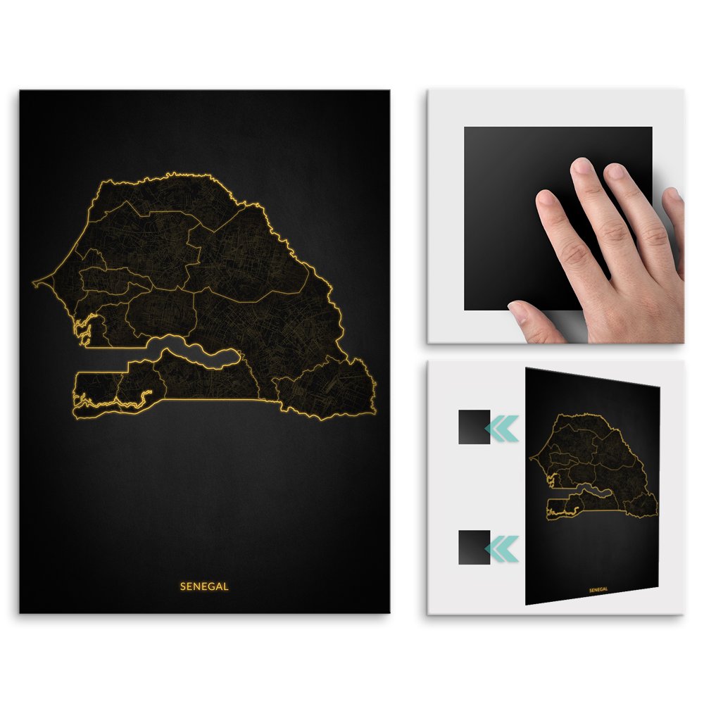 Plakat metalowy Mapa City Lights Senegal L