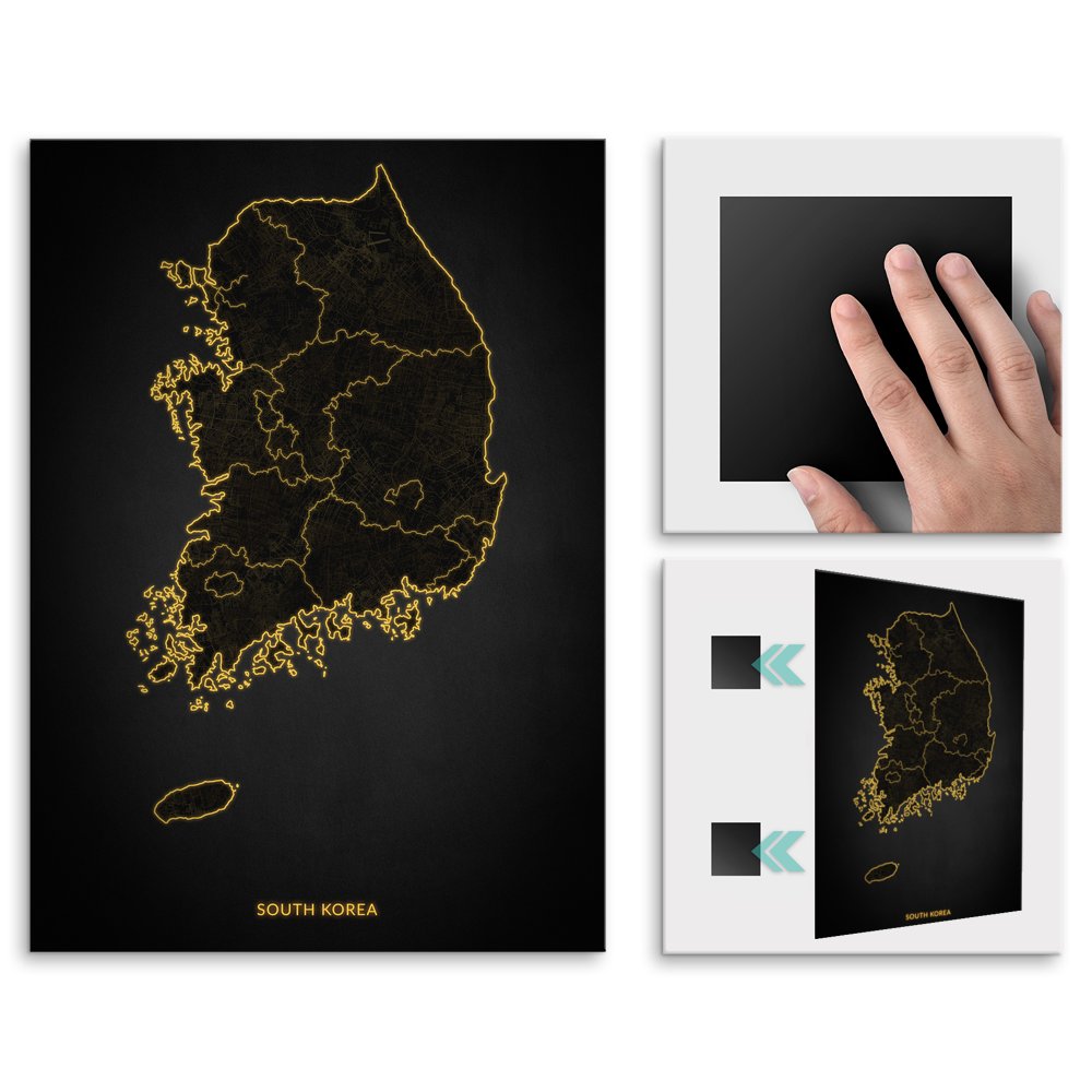 Plakat metalowy Mapa City Lights Korea Poudniowa L