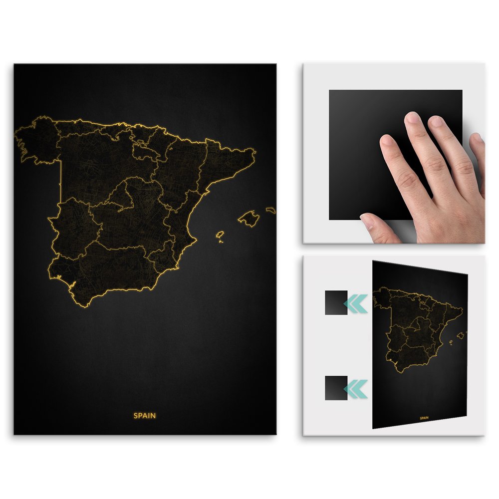 Plakat metalowy Mapa City Lights Hiszpania L