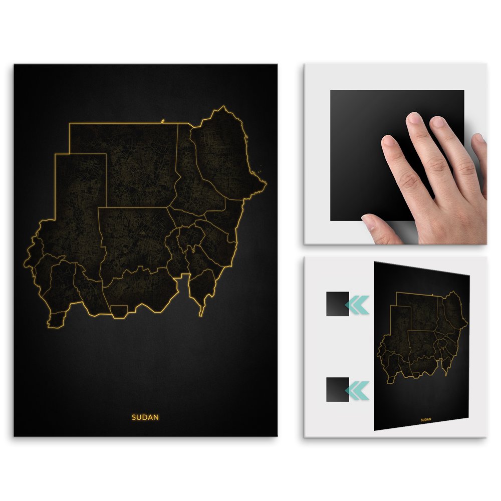 Plakat metalowy Mapa City Lights Sudan L