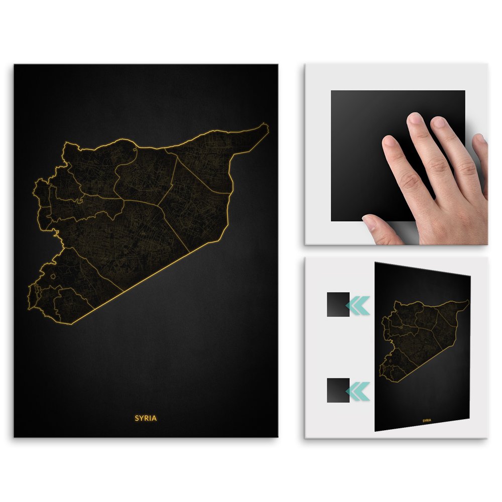 Plakat metalowy Mapa City Lights Syria M