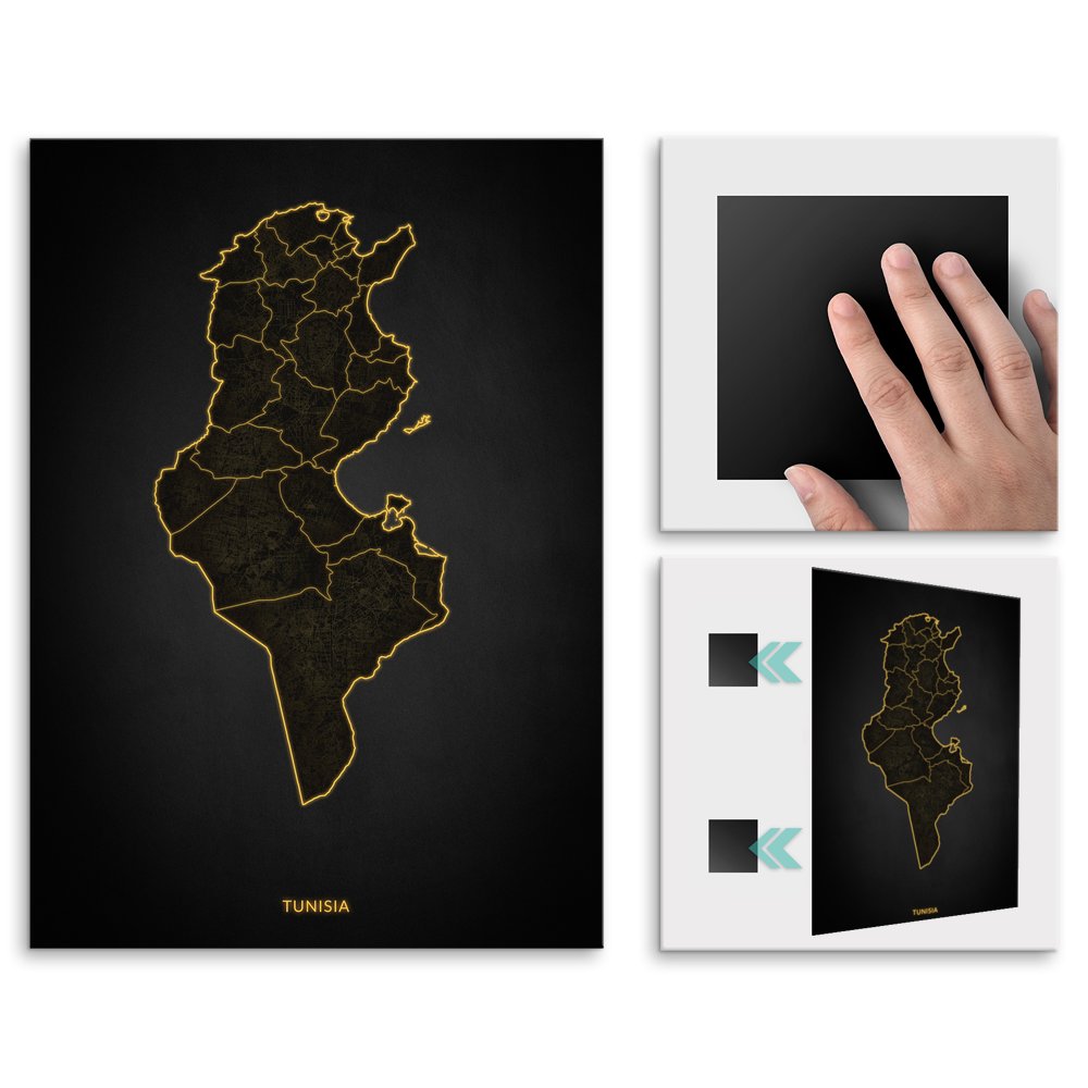 Plakat metalowy Mapa City Lights Tunezja L