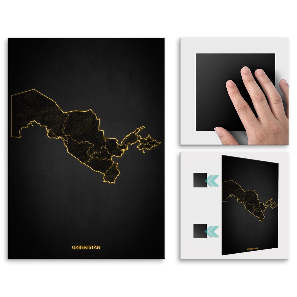 Plakat metalowy Mapa City Lights Uzbekistan M