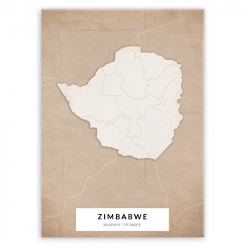 Plakat metalowy Mapa Vintage Zimbabwe M