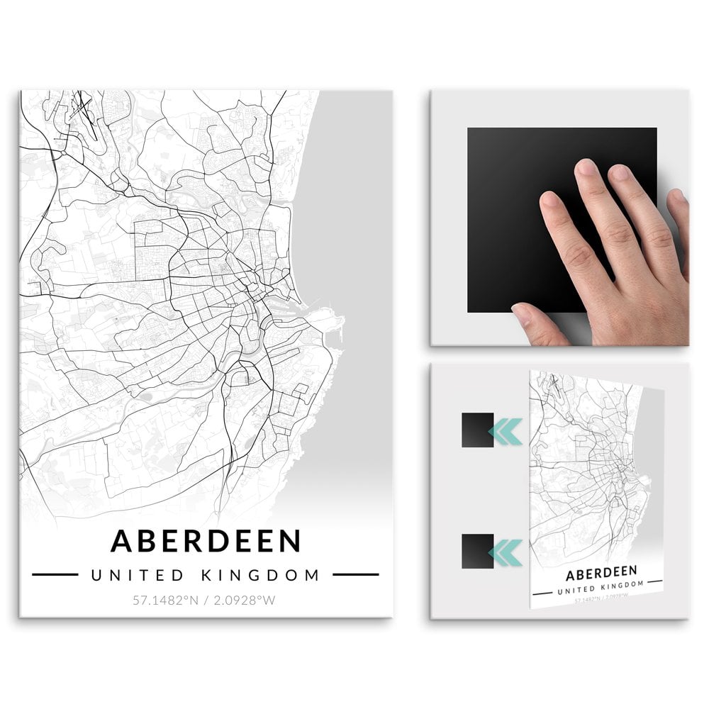Plakat metalowy Mapa B&W Aberdeen M
