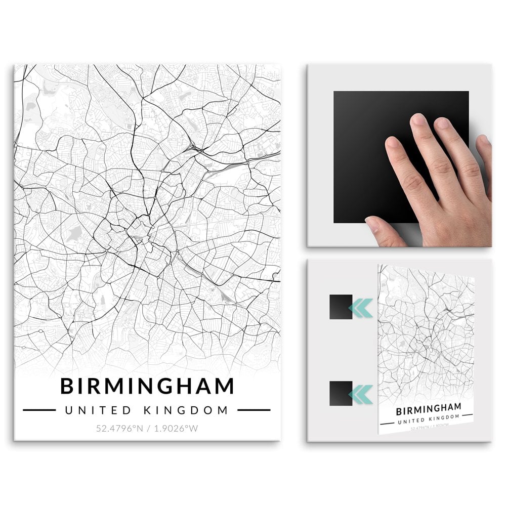 Plakat metalowy Mapa B&W Birmingham L