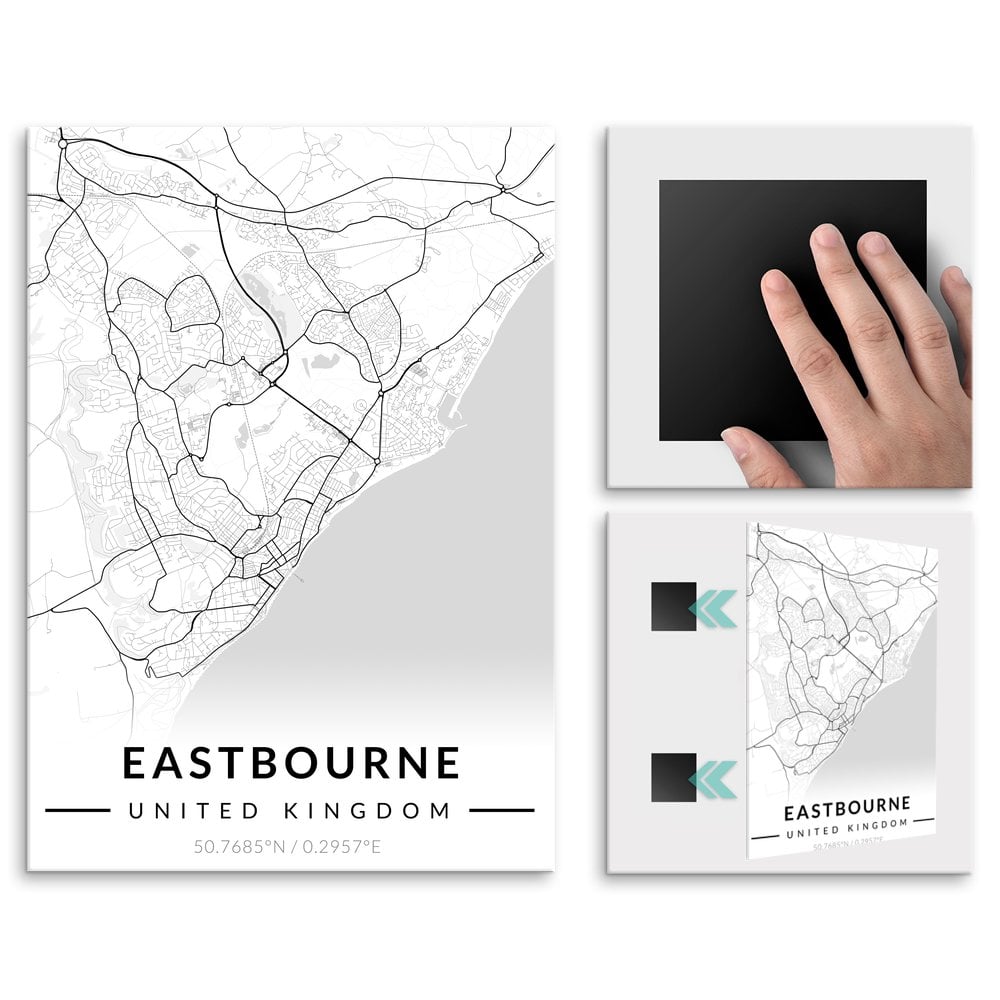 Plakat metalowy Mapa B&W Eastbourne L