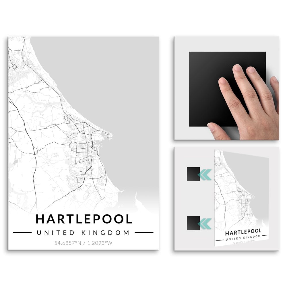Plakat metalowy Mapa B&W Hartlepool M