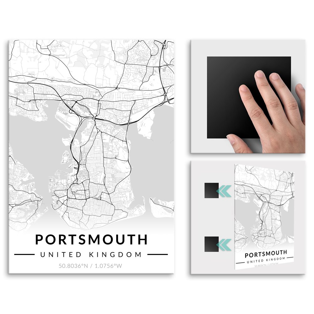 Plakat metalowy Mapa B&W Portsmouth M