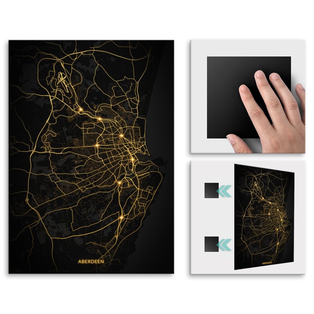 Plakat metalowy Mapa City Lights Aberdeen M