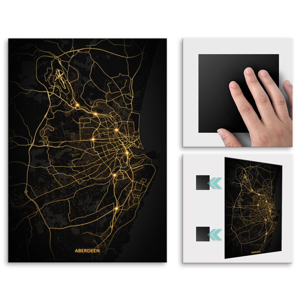 Plakat metalowy Mapa City Lights Aberdeen L