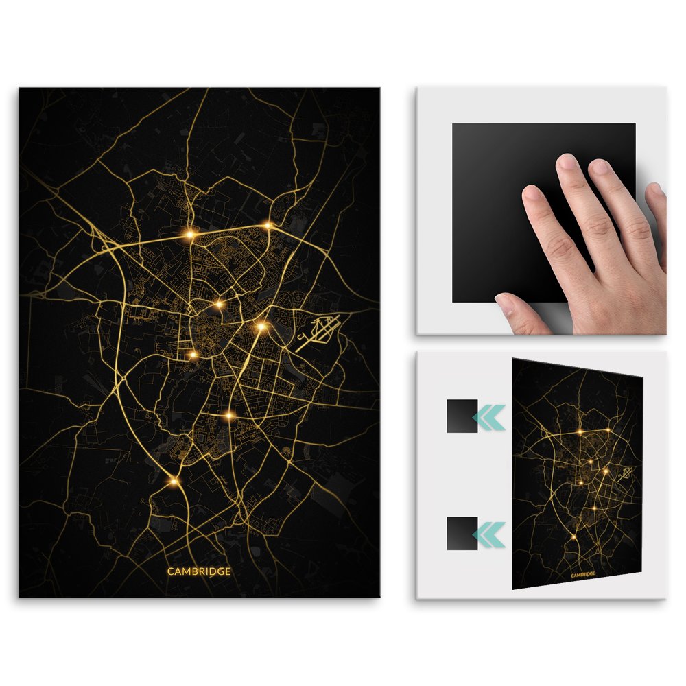 Plakat metalowy Mapa City Lights Cambridge L
