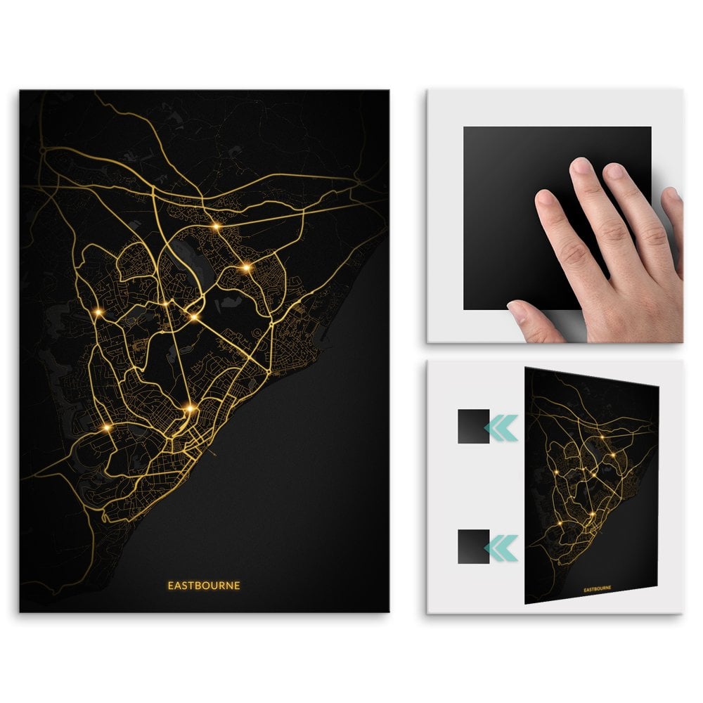 Plakat metalowy Mapa City Lights Eastbourne M