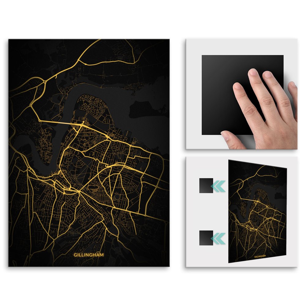 Plakat metalowy Mapa City Lights Gillingham M