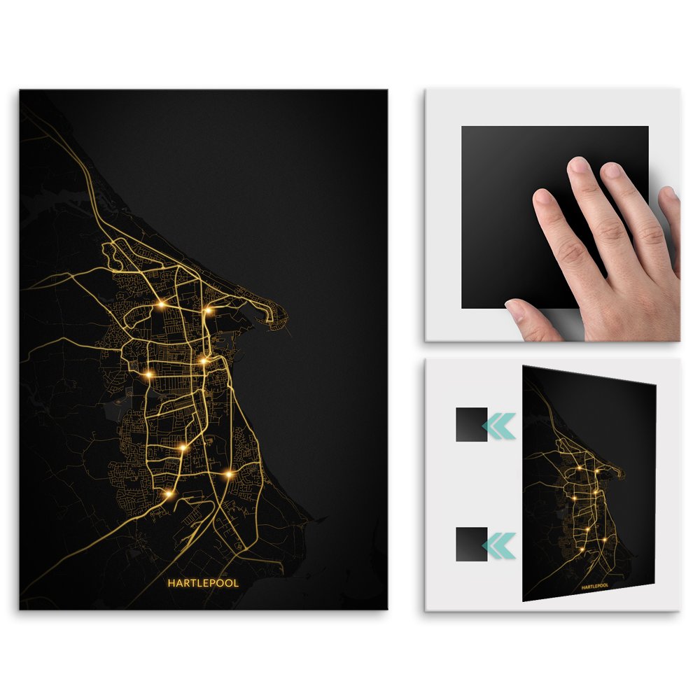 Plakat metalowy Mapa City Lights Hartlepool M