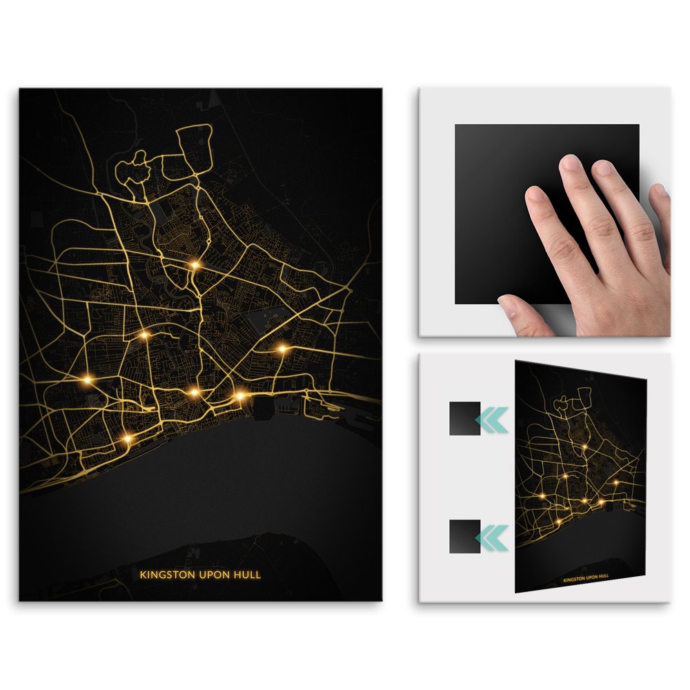 Plakat metalowy Mapa City Lights Kingston upon Hull L