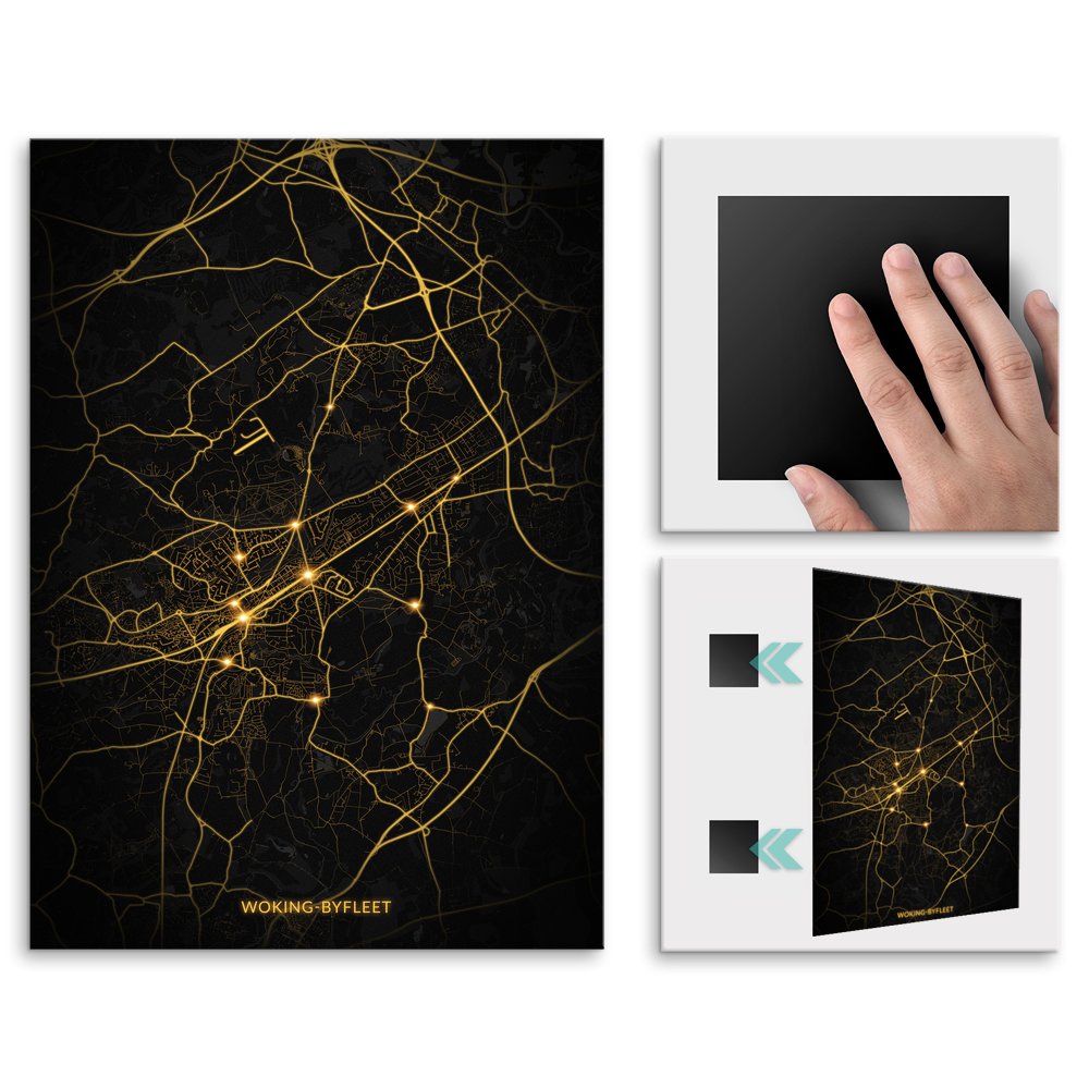 Plakat metalowy Mapa City Lights Byfleet M