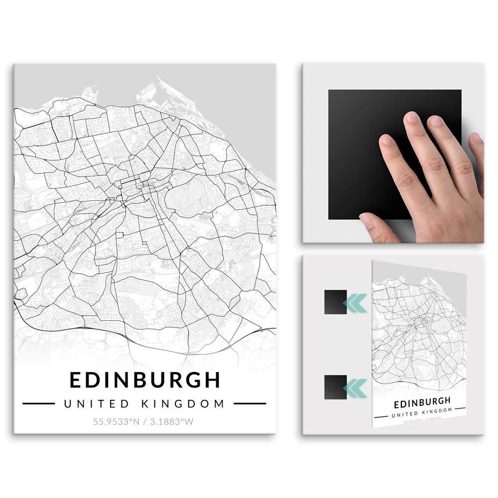 Plakat metalowy Mapa B&W Edinburgh L