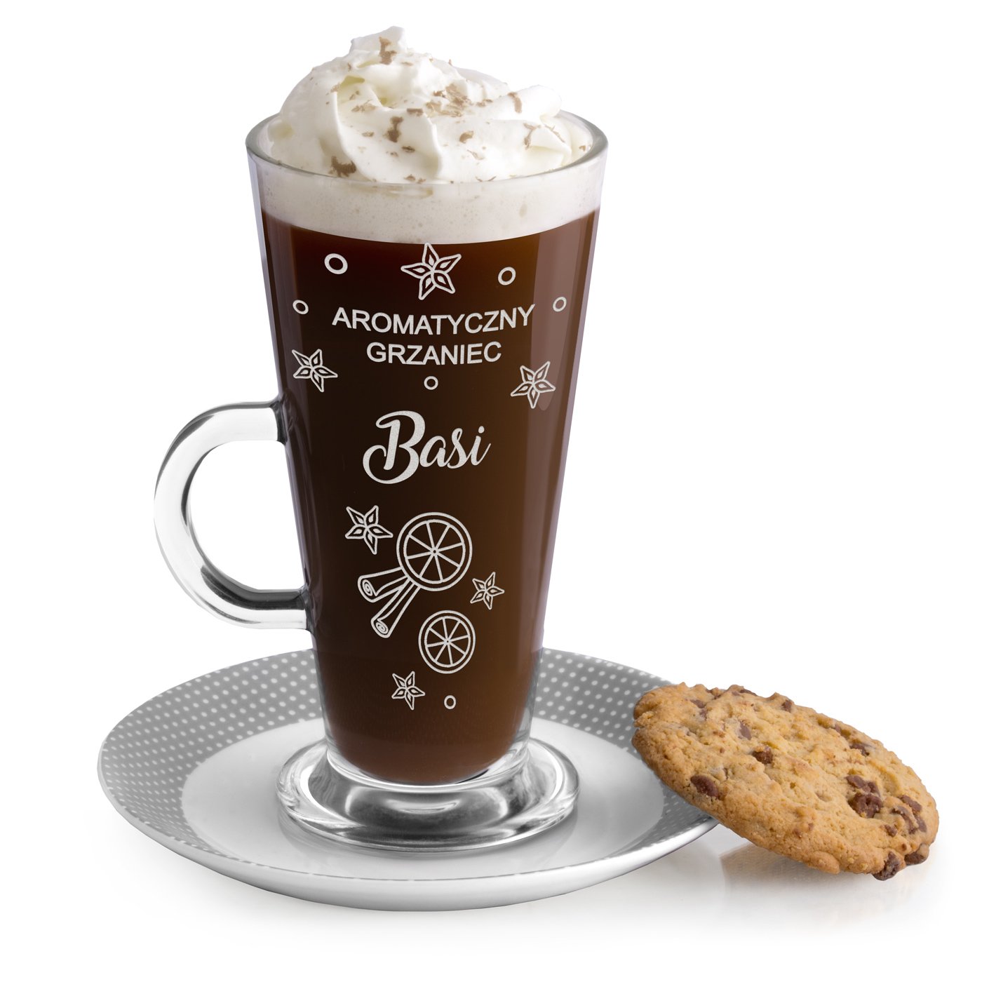 Szklanka do latte z grawerem grzaniec dla niej na wita mikoajki