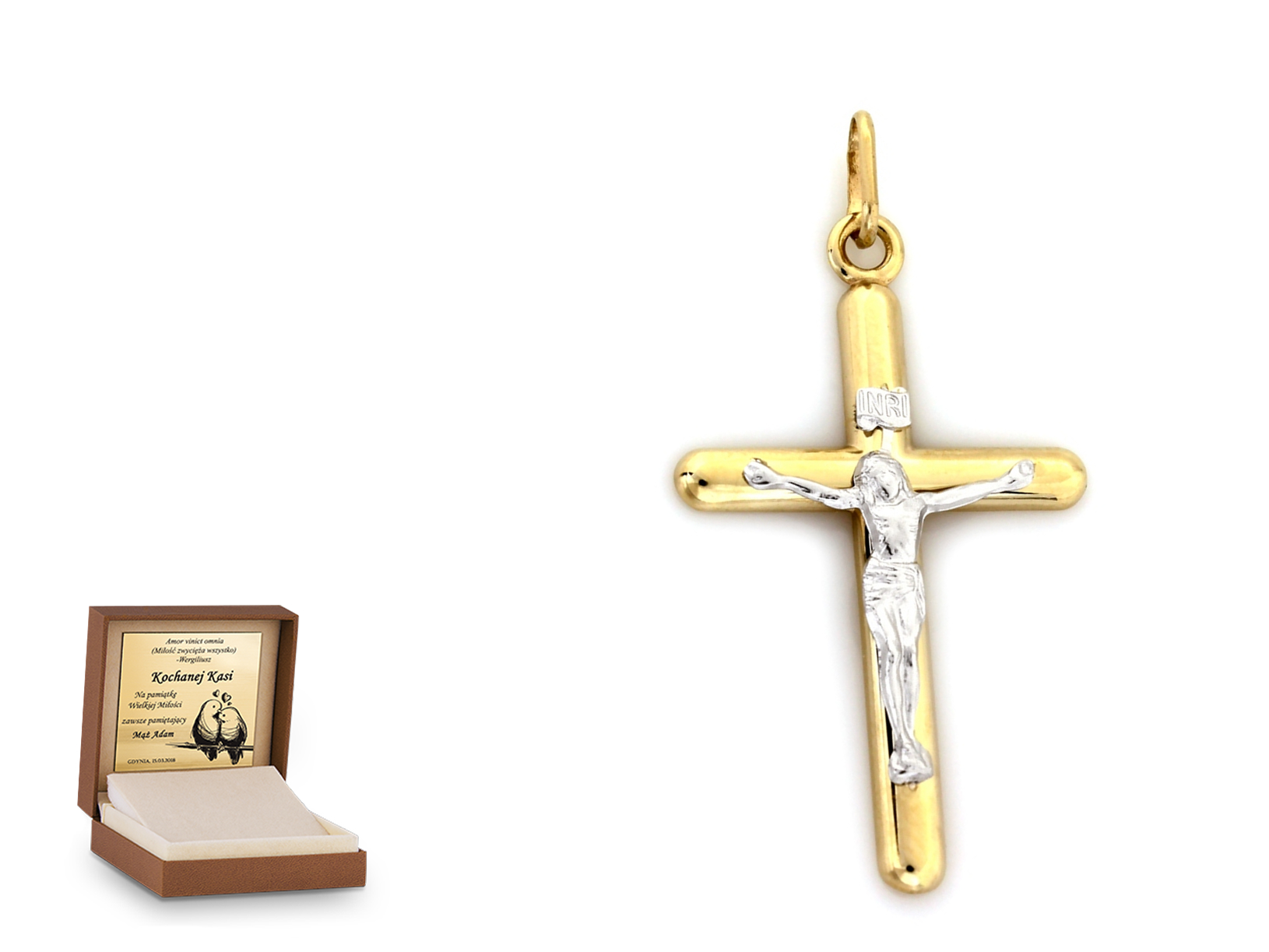 Złota zawieszka 585 krzyżyk krzyżyk prezent