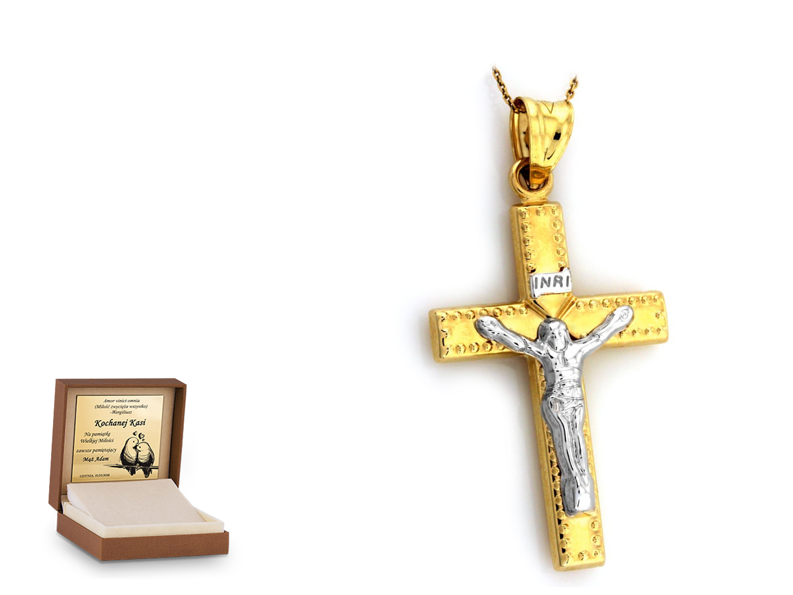 Złota zawieszka 585 krzyżyk krzyżyk prezent