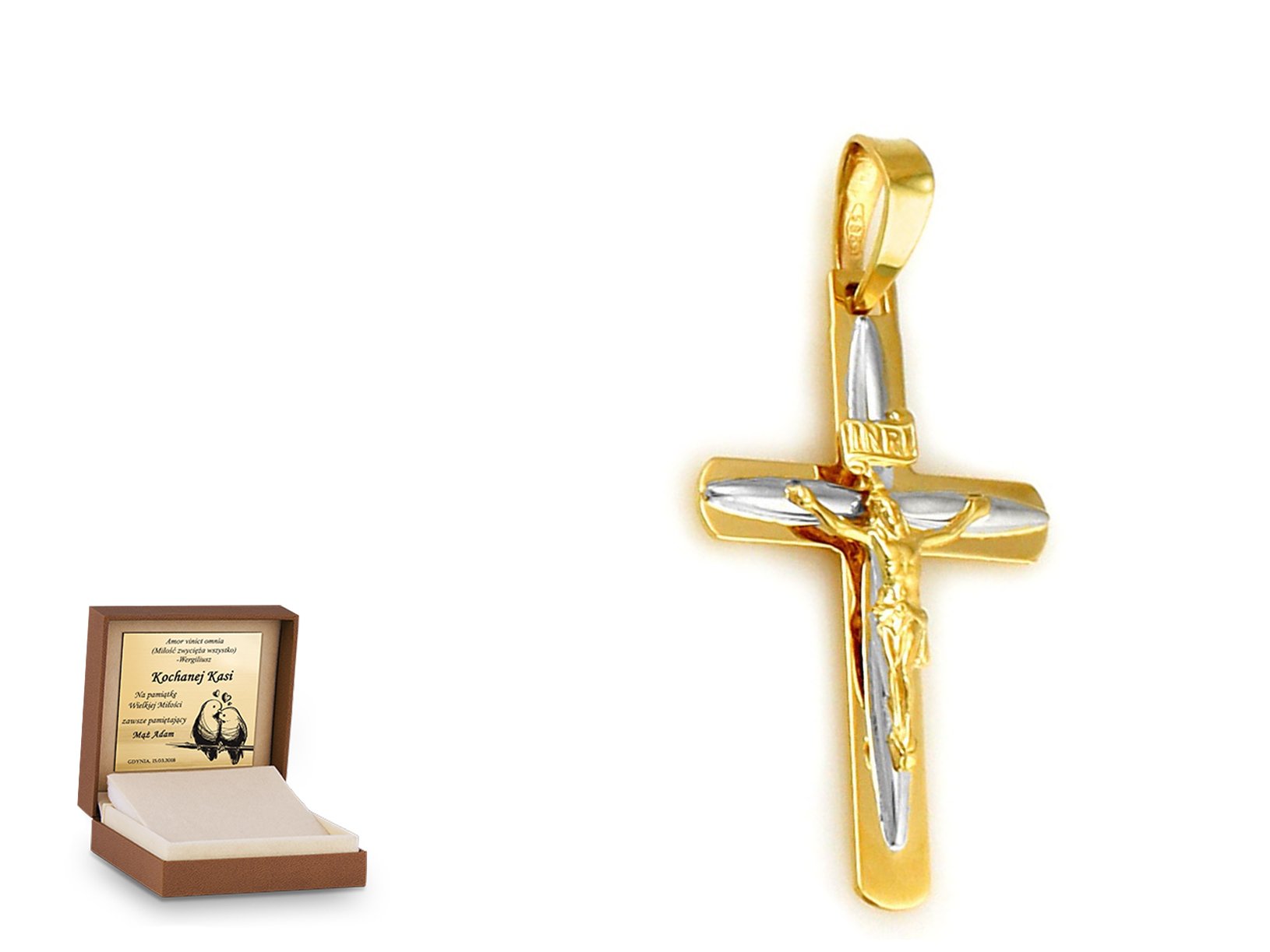 Złota zawieszka 585 krzyżyk krzyżyk prezent