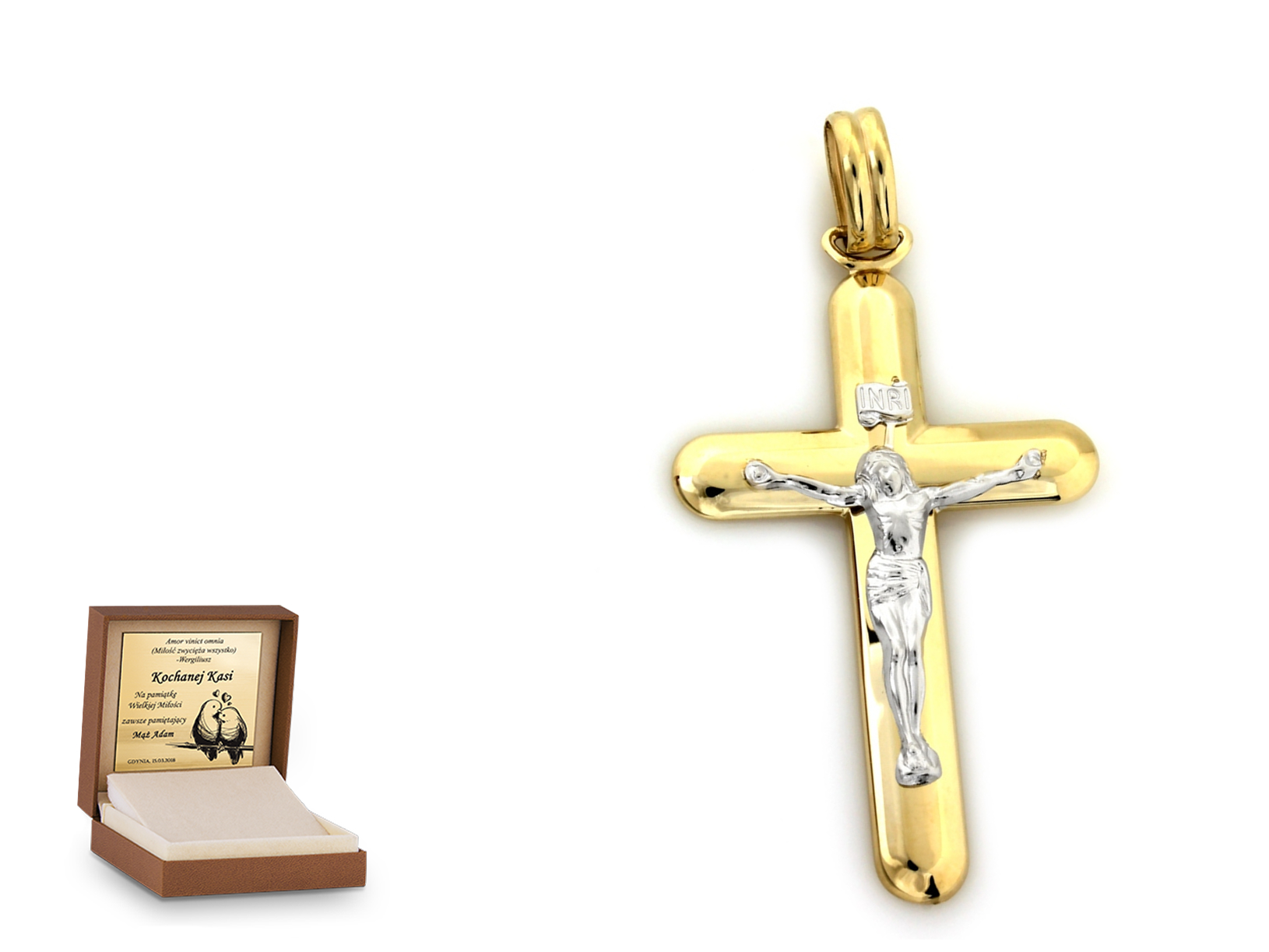 Złota zawieszka 585 krzyżyk krzyżyk prezent