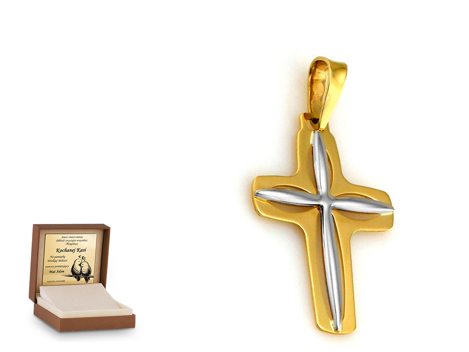 Złota zawieszka 585 krzyżyk krzyżyk prezent