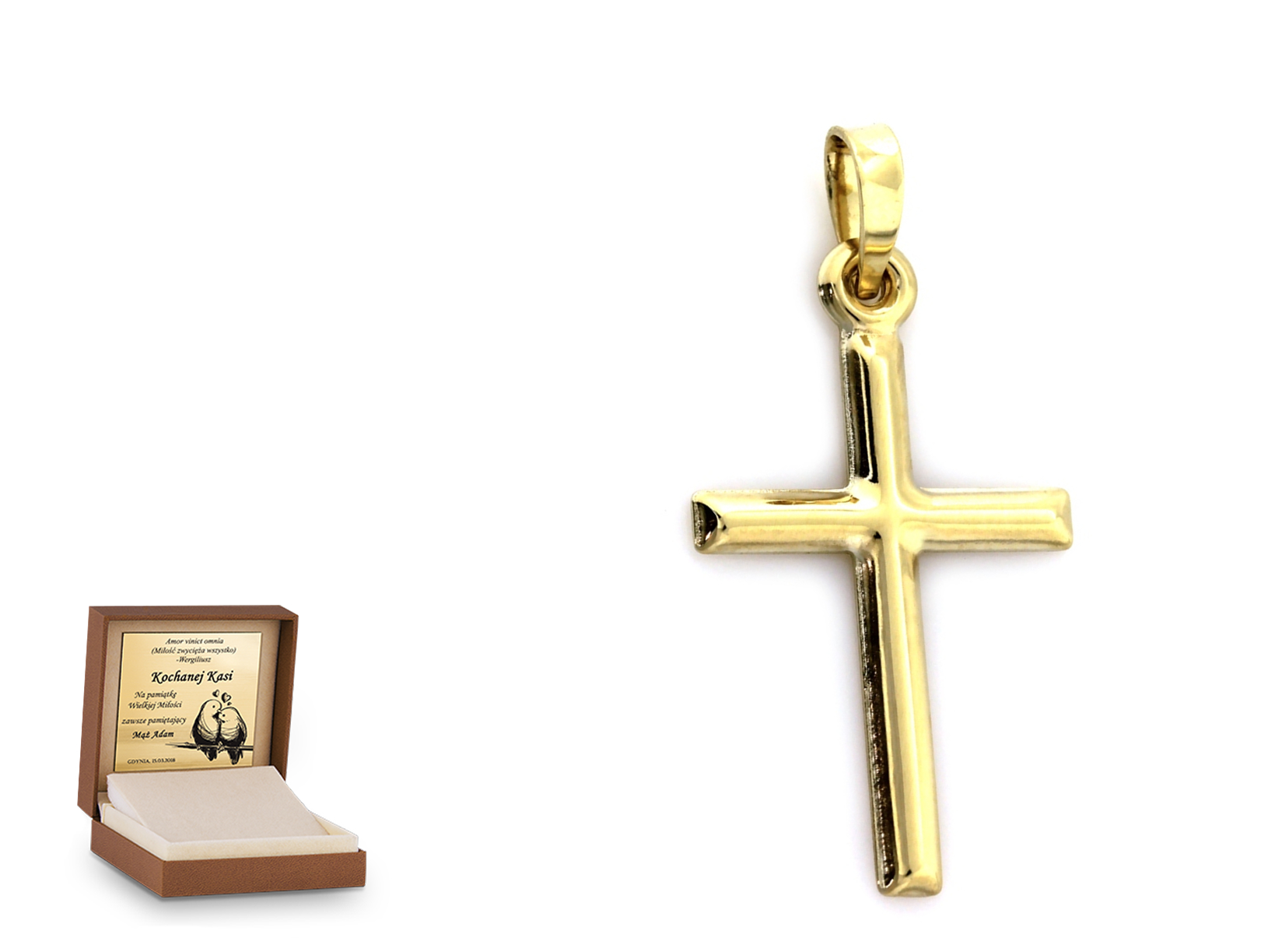Złota zawieszka 333 krzyżyk krzyżyk prezent