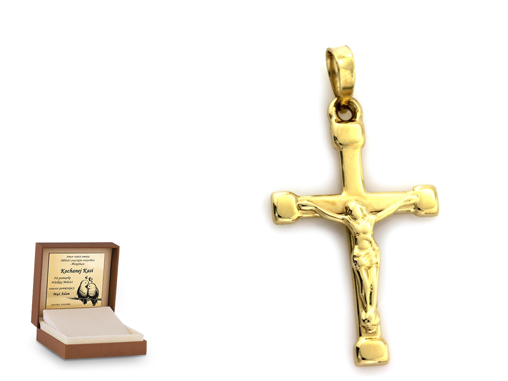 Złota zawieszka 333 krzyżyk krzyżyk prezent