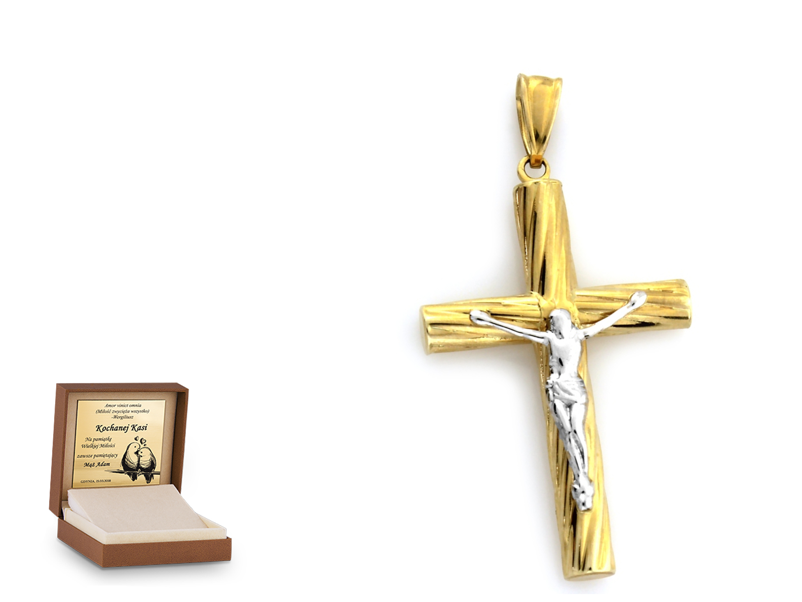Złota zawieszka 585 krzyżyk krzyżyk prezent