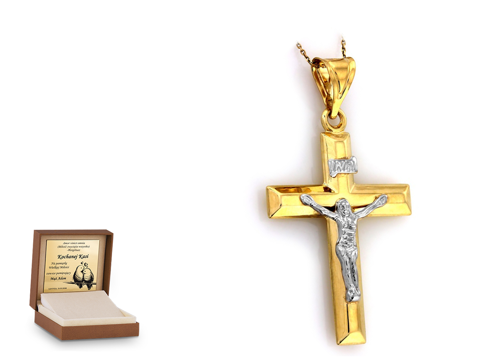 Złota zawieszka 585 krzyżyk krzyżyk prezent