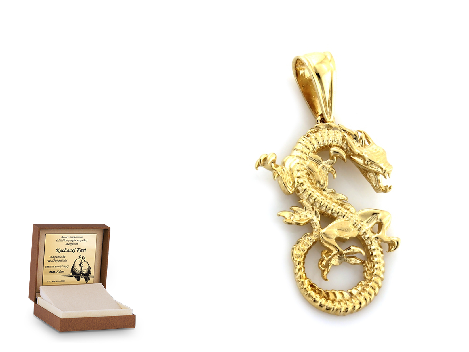 Złota zawieszka 585 symbol prezent grawer
