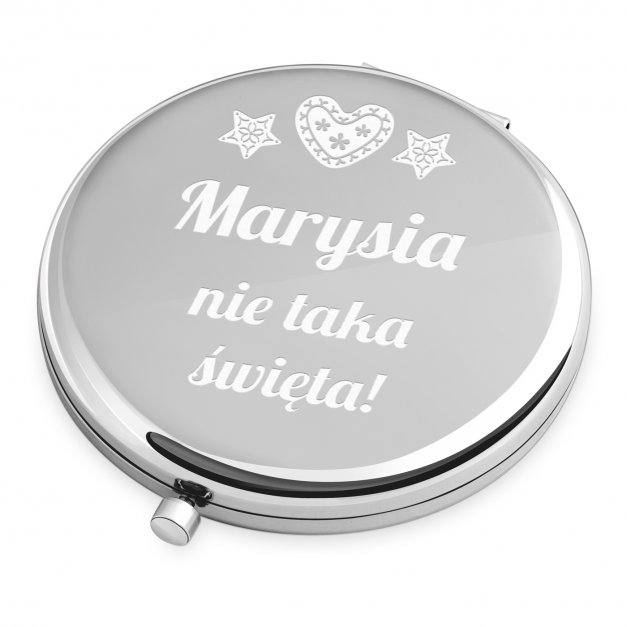 Lusterko okrągłe srebrne z grawerem dla niej na święta