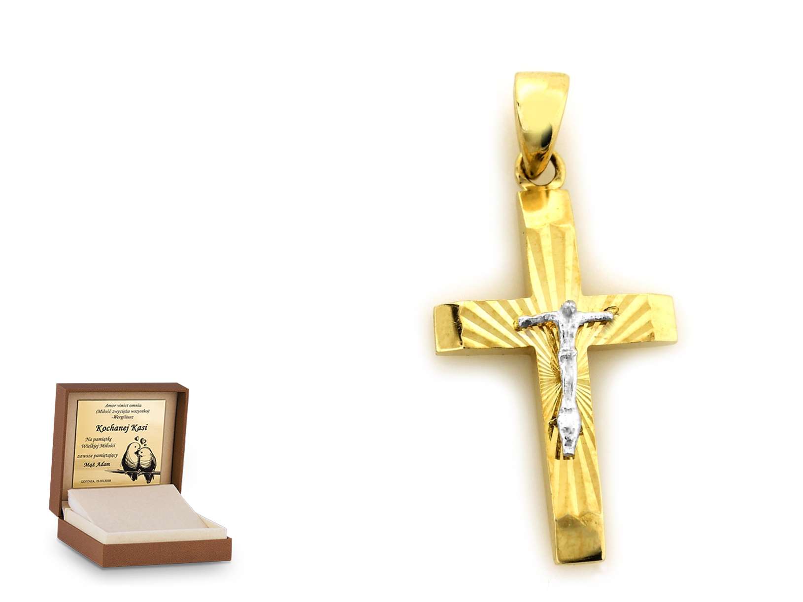 Złota zawieszka 333 krzyżyk krzyżyk prezent