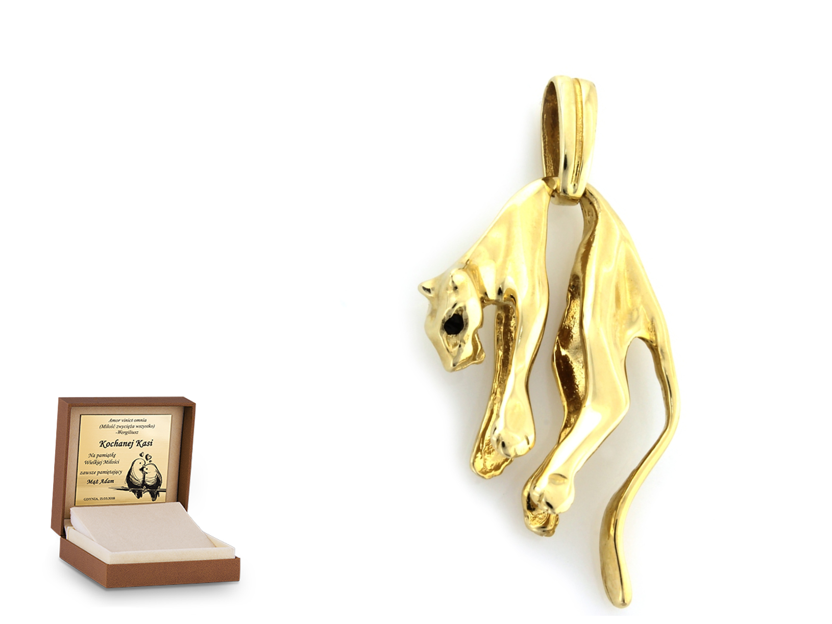 Złota zawieszka 585 symbol prezent grawer