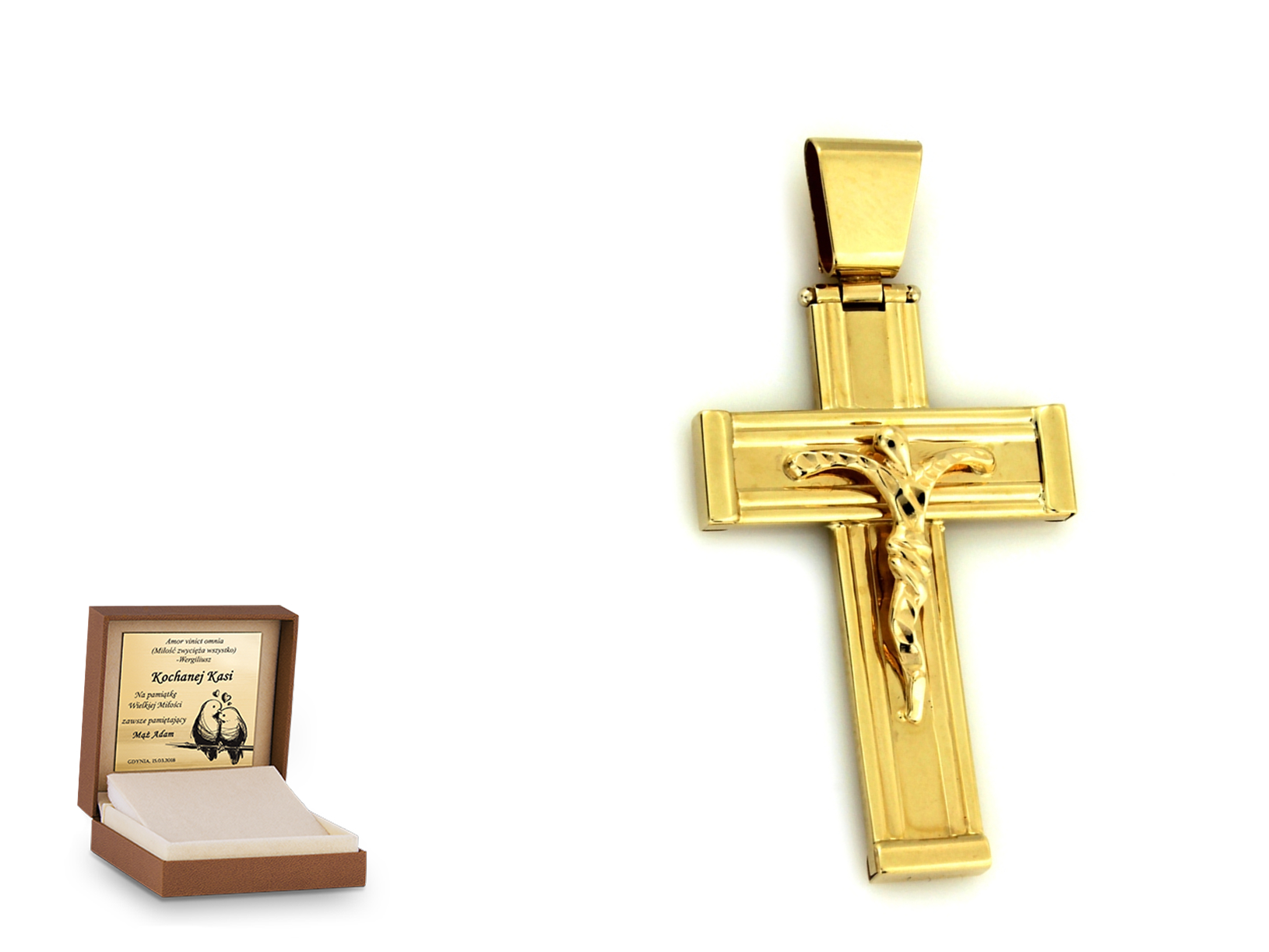Złota zawieszka 585 krzyżyk krzyżyk prezent