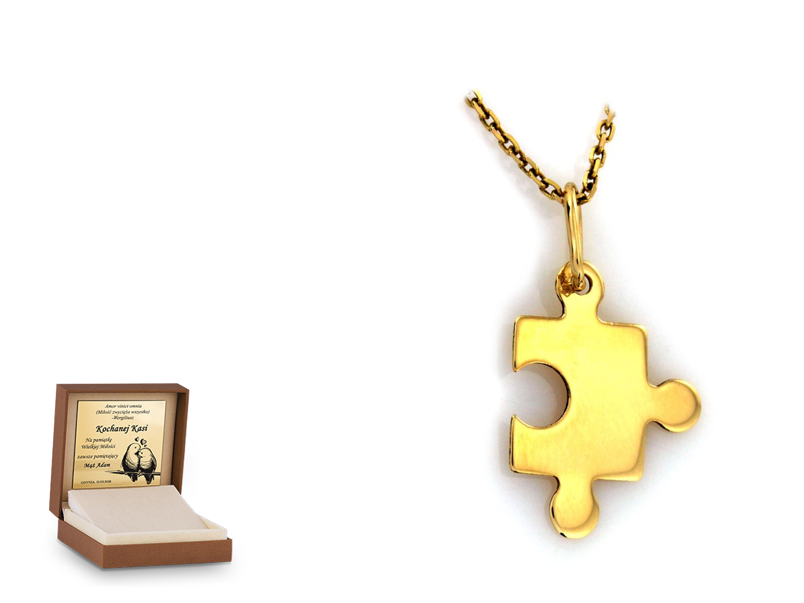 Złota zawieszka 585 symbol prezent grawer